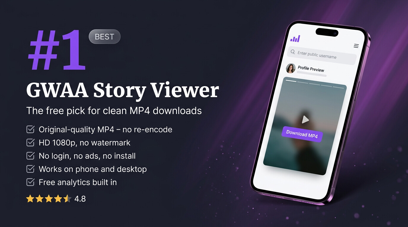 The GWAA Story Viewer web app showing a video story with a Download MP4 button