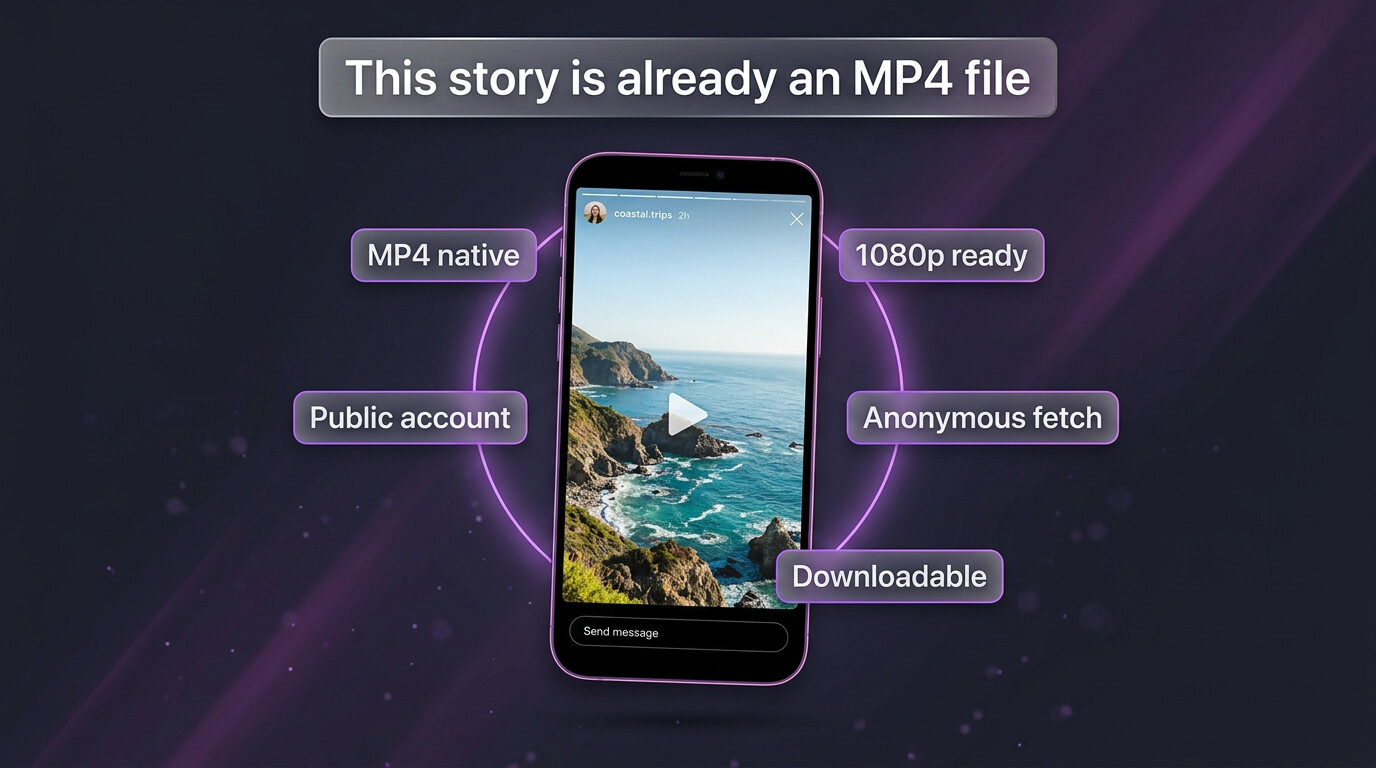 An Instagram video story playing full-screen on a phone with a play icon