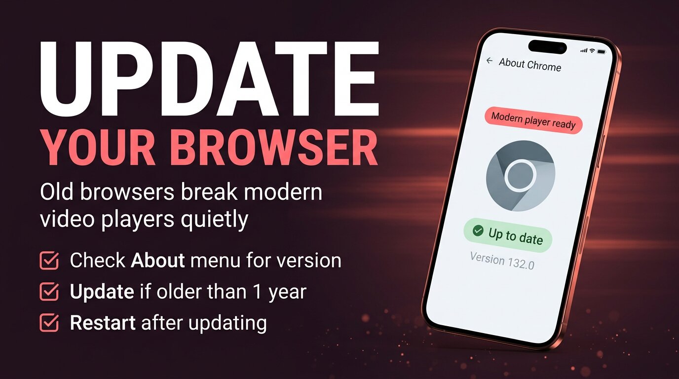 Update old browsers - they break modern video players quietly