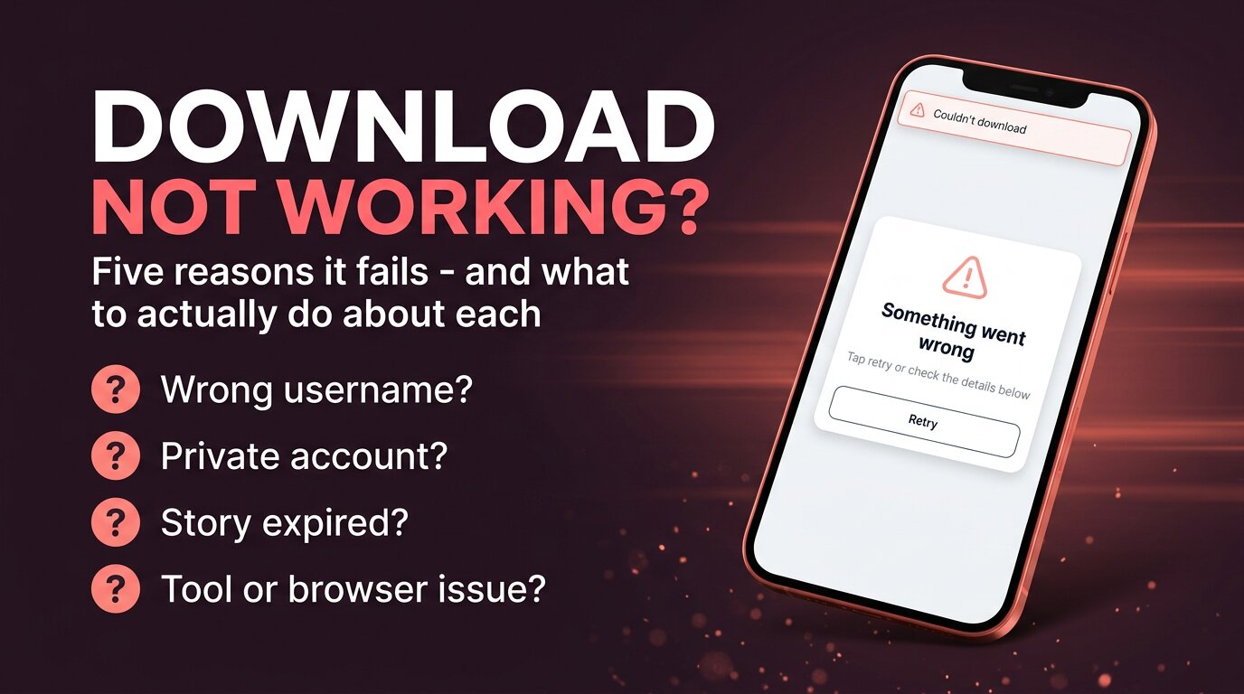 Instagram story download not working - error state hero