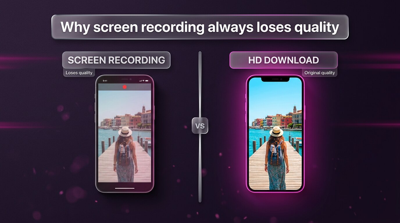 Screen recording compresses Instagram stories vs original HD