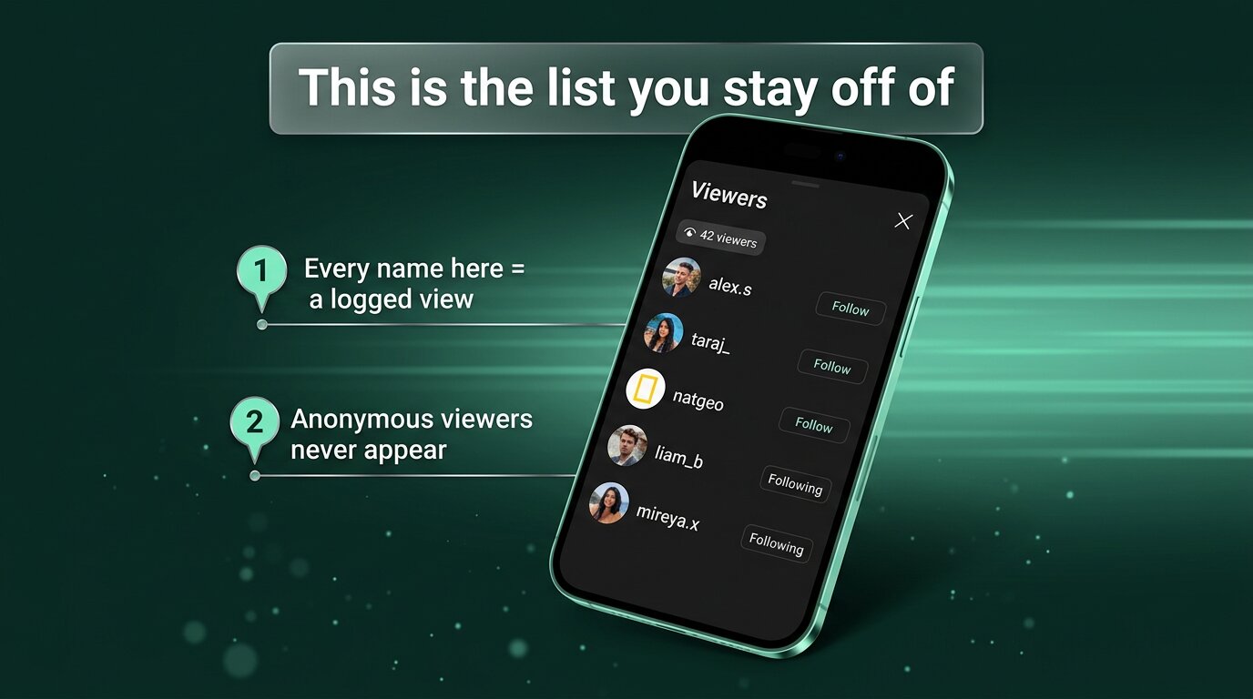 Instagram story viewer panel showing every name who watched
